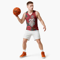 Maori Wheku Meri Kirihimete Personalised Basketball Jersey All Red Indigenous Maori Motif LT9 - Polynesian Pride
