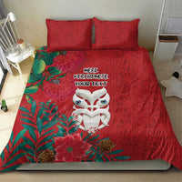 Maori Wheku Meri Kirihimete Personalised Bedding Set All Red Indigenous Maori Motif - Polynesian Pride
