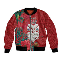 Maori Wheku Meri Kirihimete Personalised Bomber Jacket All Red Indigenous Maori Motif LT9 Unisex Red - Polynesian Pride