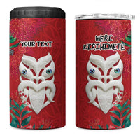 Maori Wheku Meri Kirihimete Personalised 4 in 1 Can Cooler Tumbler All Red Indigenous Maori Motif LT9 One Size: 16 oz Red - Polynesian Pride