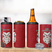 Maori Wheku Meri Kirihimete Personalised 4 in 1 Can Cooler Tumbler All Red Indigenous Maori Motif LT9 - Polynesian Pride