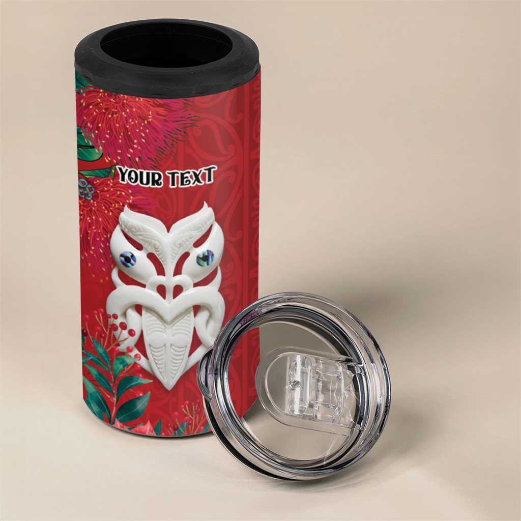 Maori Wheku Meri Kirihimete Personalised 4 in 1 Can Cooler Tumbler All Red Indigenous Maori Motif LT9 - Polynesian Pride