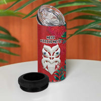 Maori Wheku Meri Kirihimete Personalised 4 in 1 Can Cooler Tumbler All Red Indigenous Maori Motif LT9 - Polynesian Pride