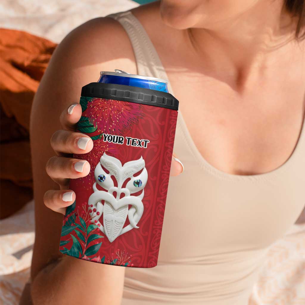 Maori Wheku Meri Kirihimete Personalised 4 in 1 Can Cooler Tumbler All Red Indigenous Maori Motif LT9 - Polynesian Pride