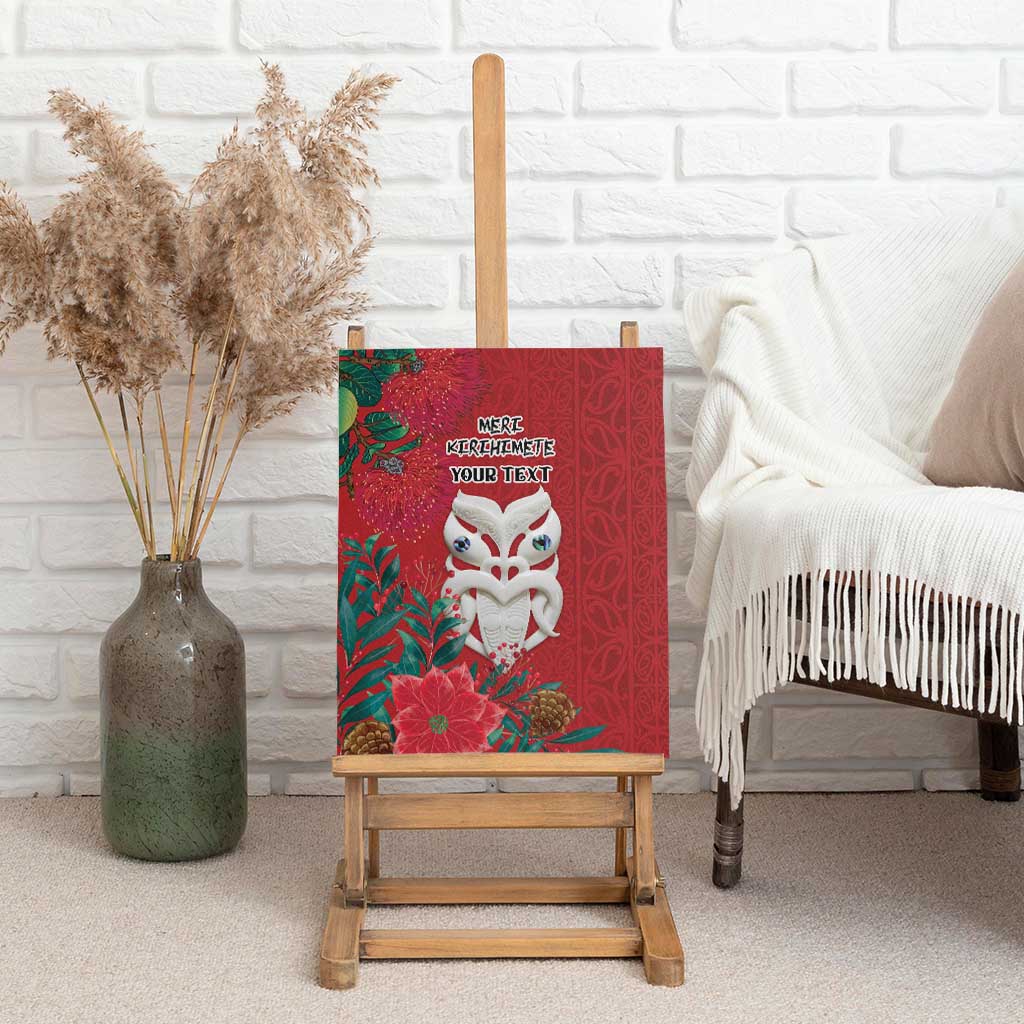 Maori Wheku Meri Kirihimete Personalised Canvas Wall Art All Red Indigenous Maori Motif - Polynesian Pride