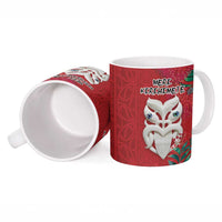 Maori Wheku Meri Kirihimete Personalised Ceramic Mug All Red Indigenous Maori Motif LT9 - Polynesian Pride