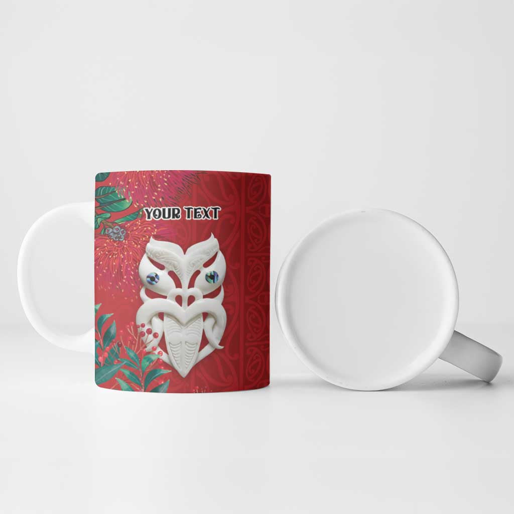 Maori Wheku Meri Kirihimete Personalised Ceramic Mug All Red Indigenous Maori Motif LT9 - Polynesian Pride