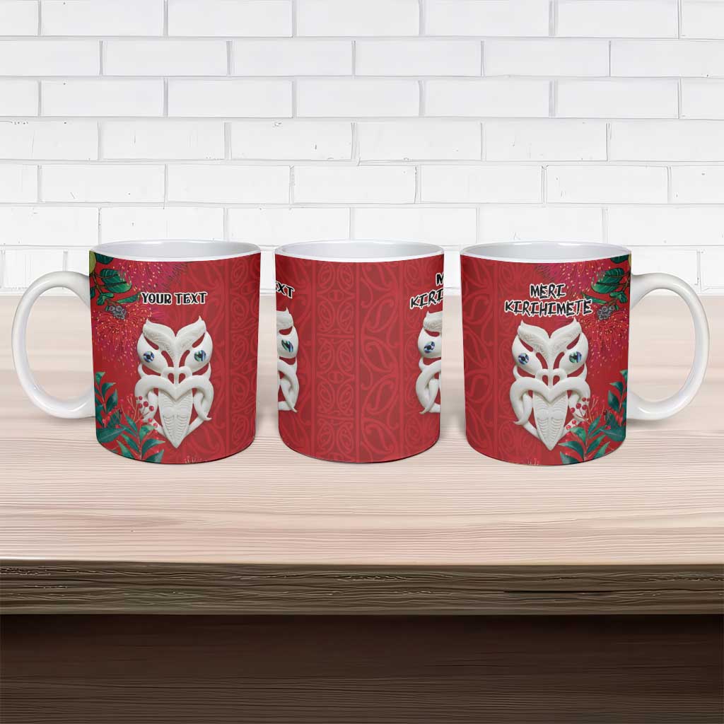 Maori Wheku Meri Kirihimete Personalised Ceramic Mug All Red Indigenous Maori Motif LT9 - Polynesian Pride