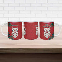 Maori Wheku Meri Kirihimete Personalised Ceramic Mug All Red Indigenous Maori Motif LT9 - Polynesian Pride