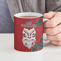 Maori Wheku Meri Kirihimete Personalised Ceramic Mug All Red Indigenous Maori Motif LT9 - Polynesian Pride