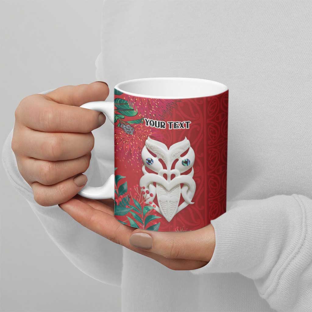 Maori Wheku Meri Kirihimete Personalised Ceramic Mug All Red Indigenous Maori Motif LT9 - Polynesian Pride
