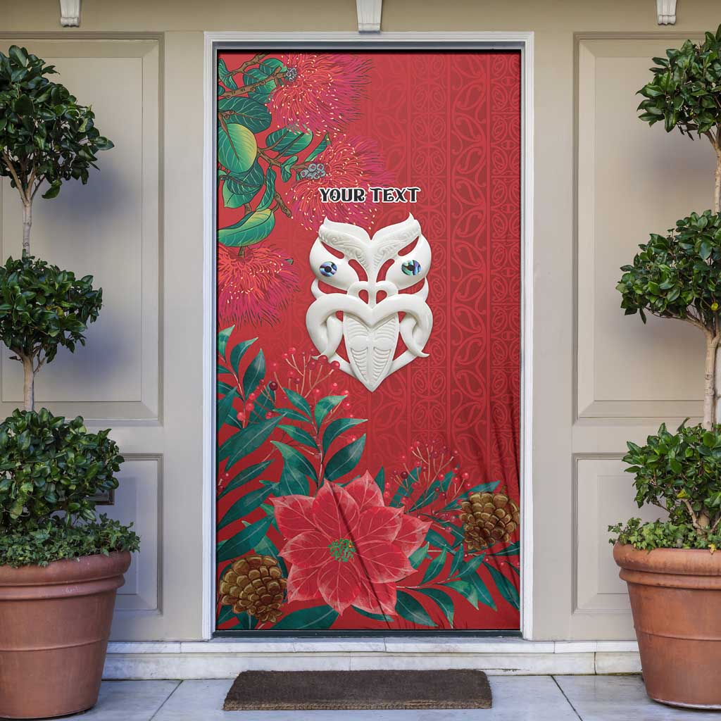 Maori Wheku Meri Kirihimete Personalised Door Cover All Red Indigenous Maori Motif LT9 Red - Polynesian Pride