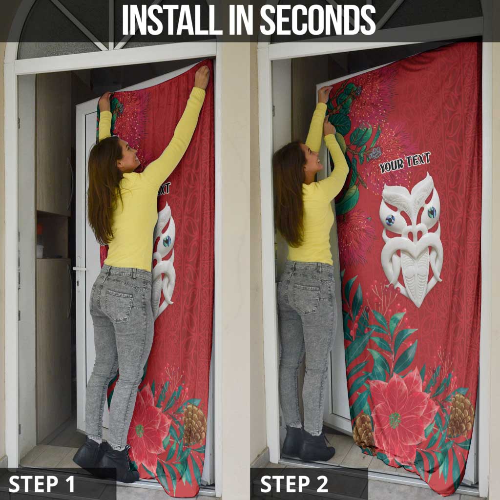 Maori Wheku Meri Kirihimete Personalised Door Cover All Red Indigenous Maori Motif LT9 - Polynesian Pride