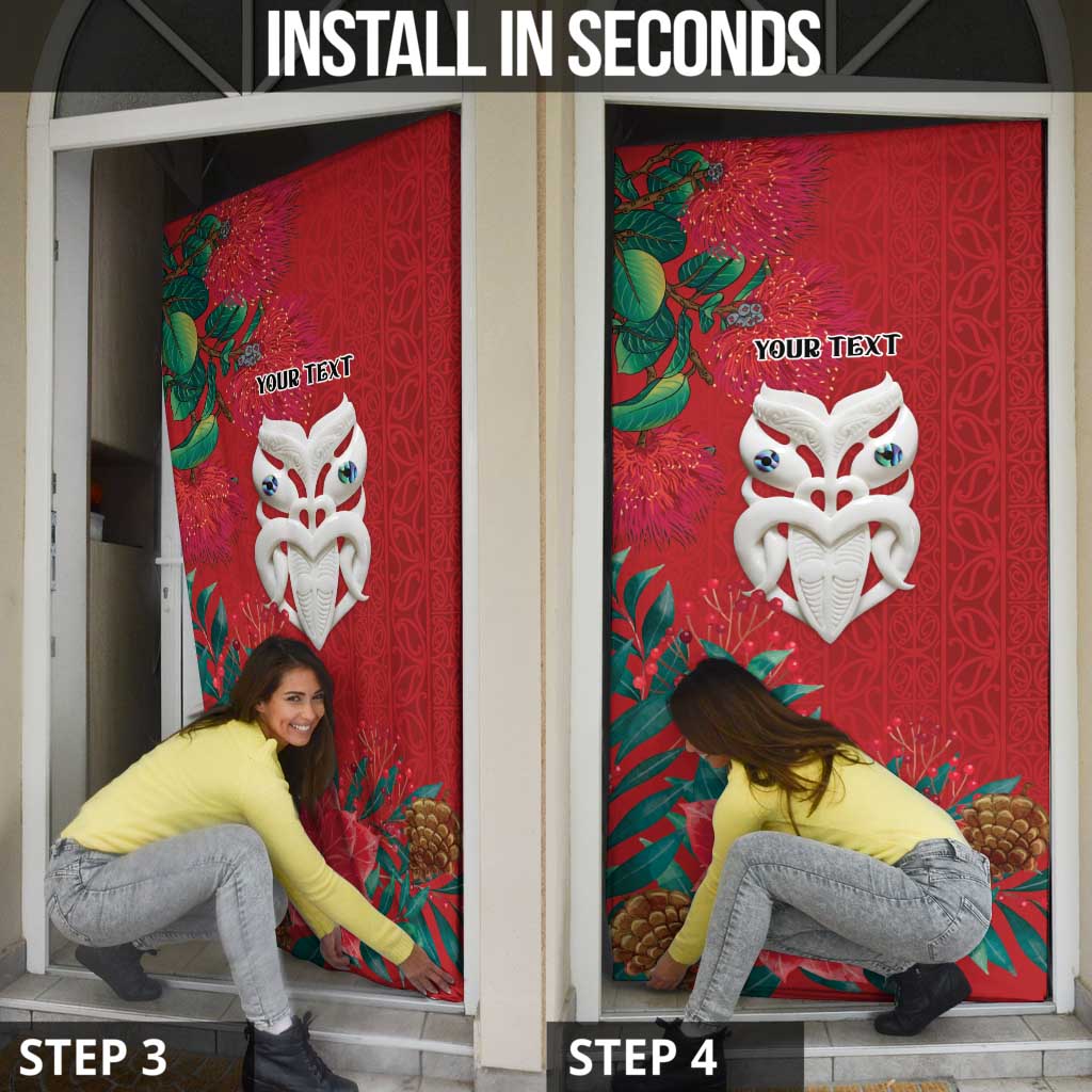 Maori Wheku Meri Kirihimete Personalised Door Cover All Red Indigenous Maori Motif LT9 - Polynesian Pride