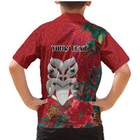 Maori Wheku Meri Kirihimete Personalised Family Matching Mermaid Dress and Hawaiian Shirt All Red Indigenous Maori Motif LT9 - Polynesian Pride