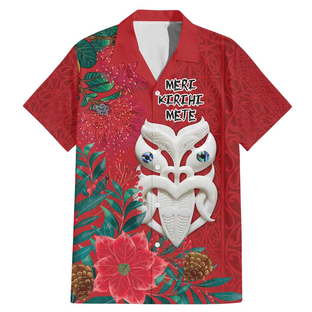 Maori Wheku Meri Kirihimete Personalised Family Matching Mermaid Dress and Hawaiian Shirt All Red Indigenous Maori Motif LT9 Dad's Shirt - Short Sleeve Red - Polynesian Pride
