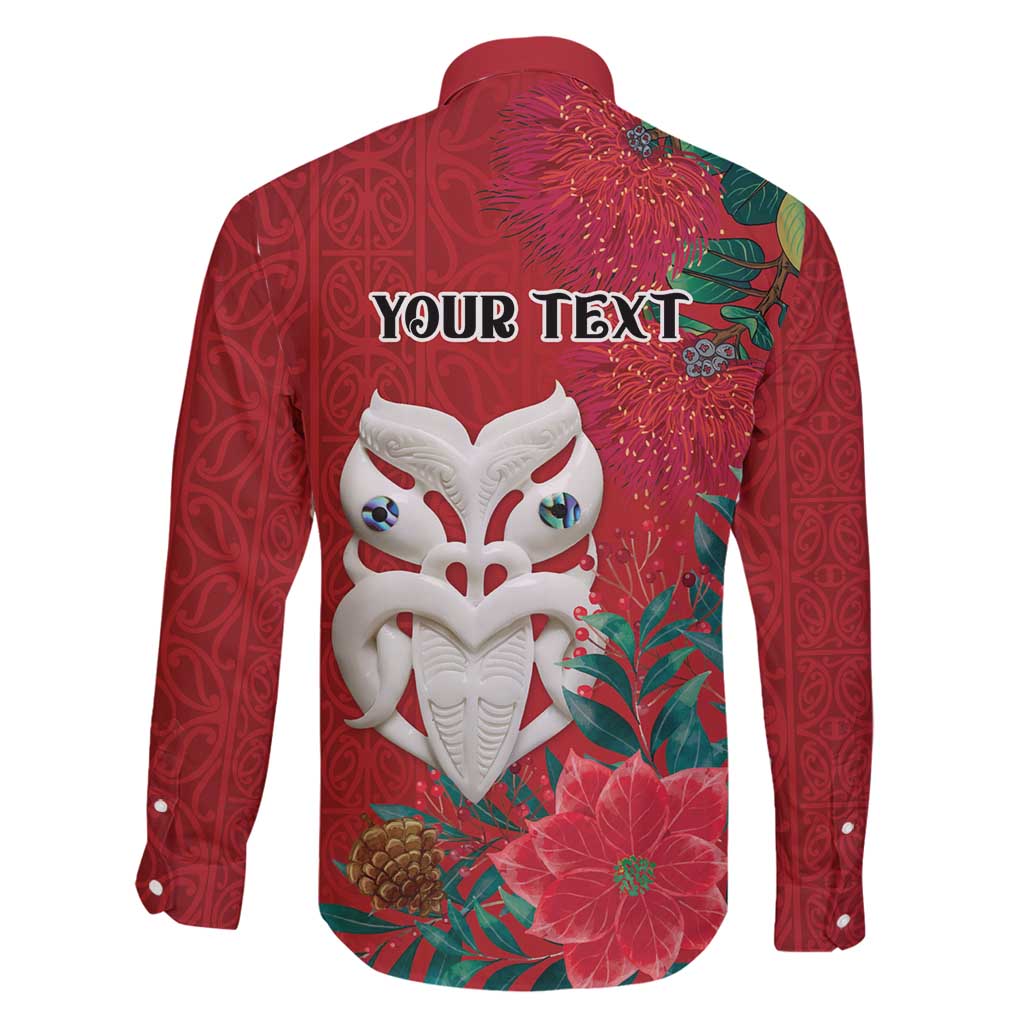 Maori Wheku Meri Kirihimete Personalised Family Matching Off Shoulder Short Dress and Hawaiian Shirt All Red Indigenous Maori Motif LT9 - Polynesian Pride