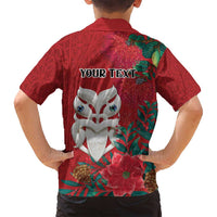 Maori Wheku Meri Kirihimete Personalised Family Matching Summer Maxi Dress and Hawaiian Shirt All Red Indigenous Maori Motif LT9 - Polynesian Pride
