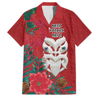 Maori Wheku Meri Kirihimete Personalised Family Matching Summer Maxi Dress and Hawaiian Shirt All Red Indigenous Maori Motif LT9 Dad's Shirt - Short Sleeve Red - Polynesian Pride