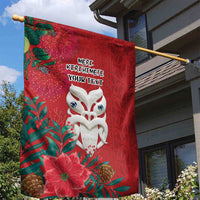 Maori Wheku Meri Kirihimete Personalised Garden Flag All Red Indigenous Maori Motif LT9 - Polynesian Pride