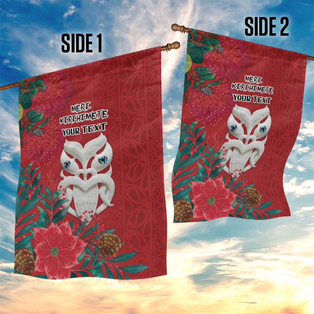 Maori Wheku Meri Kirihimete Personalised Garden Flag All Red Indigenous Maori Motif LT9 - Polynesian Pride