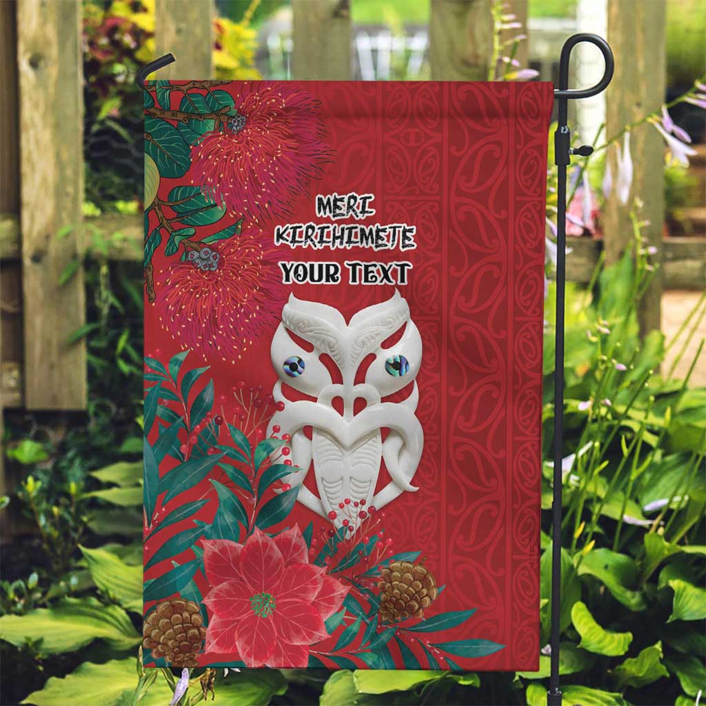 Maori Wheku Meri Kirihimete Personalised Garden Flag All Red Indigenous Maori Motif LT9 Garden Flag Red - Polynesian Pride