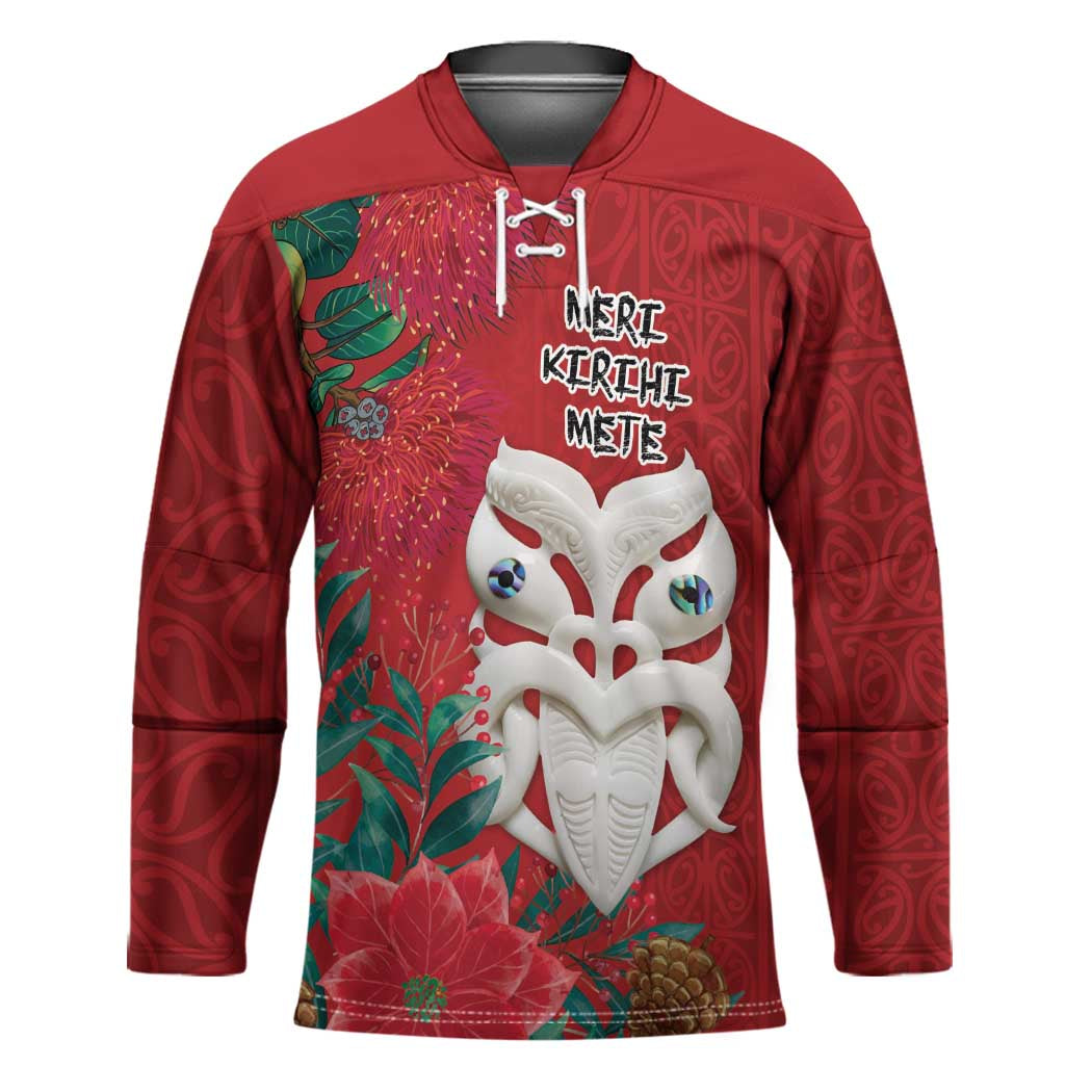 Maori Wheku Meri Kirihimete Personalised Hockey Jersey All Red Indigenous Maori Motif LT9 Unisex Red - Polynesian Pride