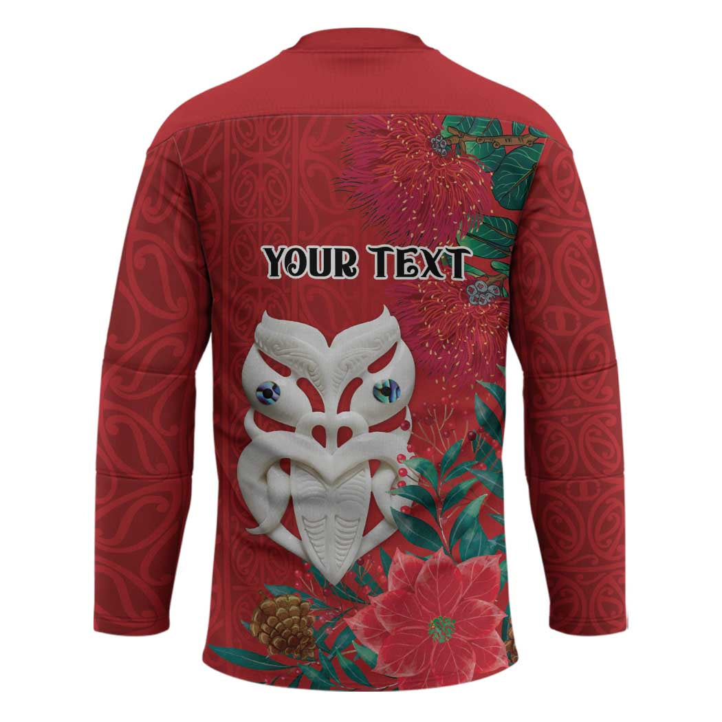 Maori Wheku Meri Kirihimete Personalised Hockey Jersey All Red Indigenous Maori Motif LT9 - Polynesian Pride