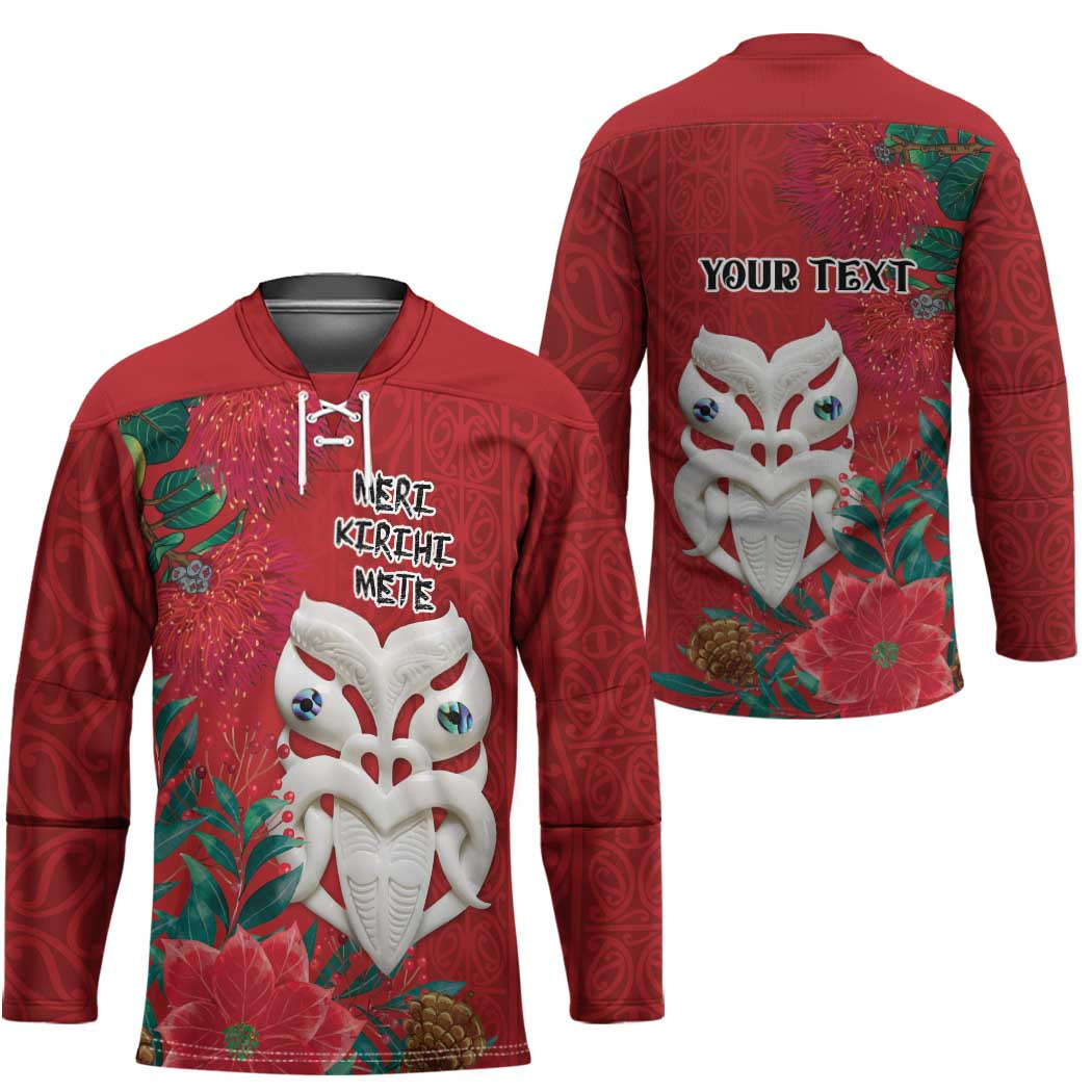 Maori Wheku Meri Kirihimete Personalised Hockey Jersey All Red Indigenous Maori Motif LT9 - Polynesian Pride