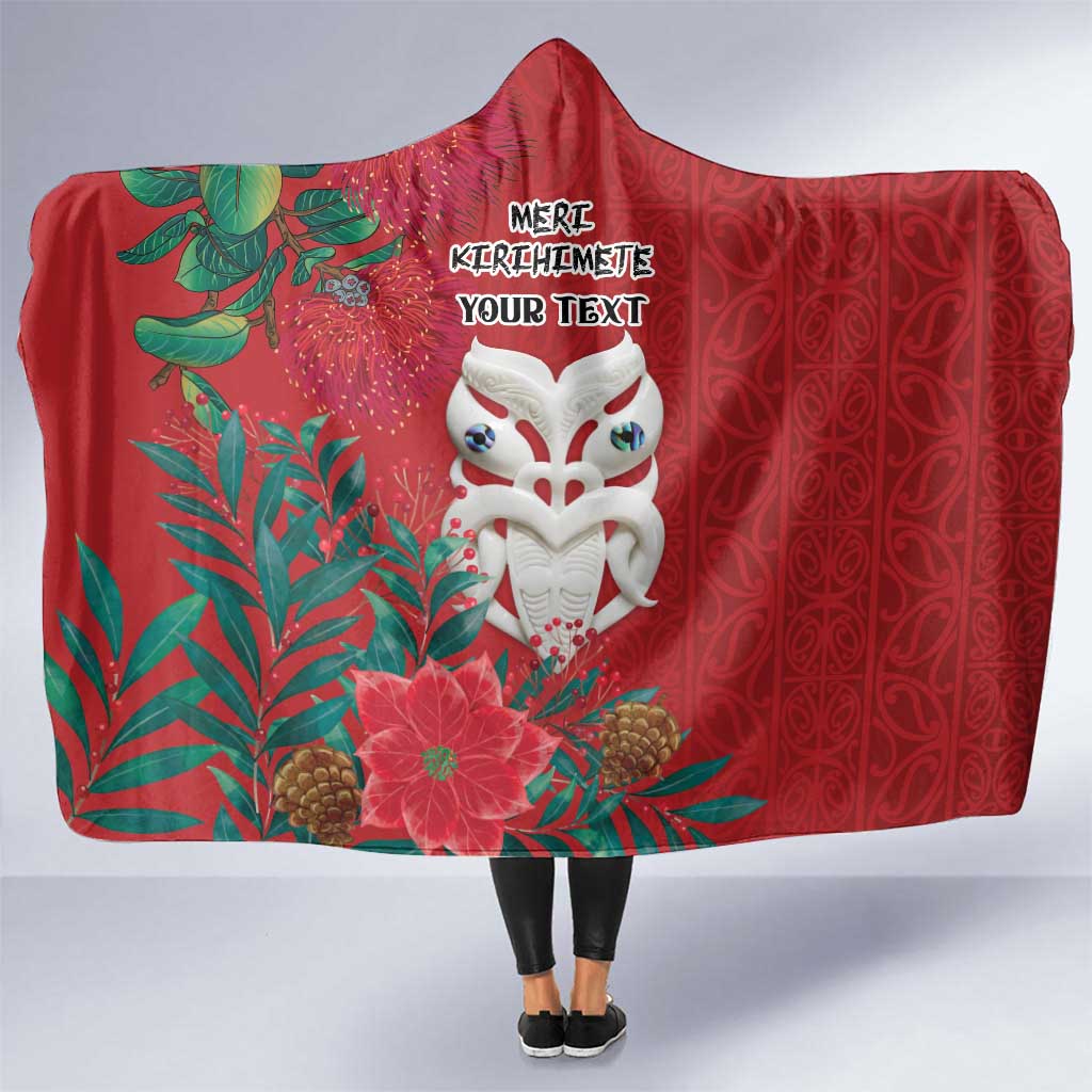Maori Wheku Meri Kirihimete Personalised Hooded Blanket All Red Indigenous Maori Motif LT9 One Size Red - Polynesian Pride