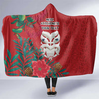 Maori Wheku Meri Kirihimete Personalised Hooded Blanket All Red Indigenous Maori Motif LT9 One Size Red - Polynesian Pride
