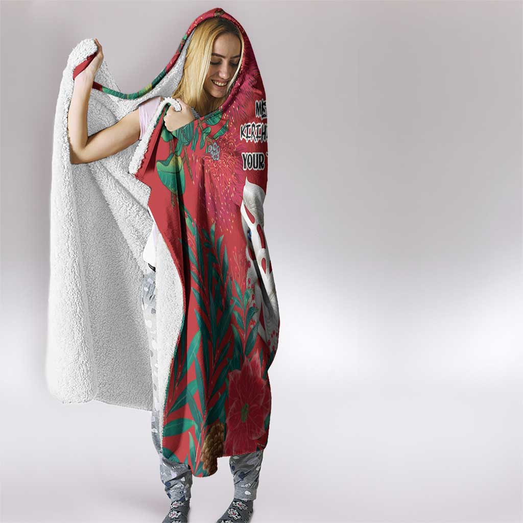 Maori Wheku Meri Kirihimete Personalised Hooded Blanket All Red Indigenous Maori Motif LT9 - Polynesian Pride