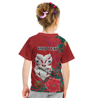 Maori Wheku Meri Kirihimete Personalised Kid T Shirt All Red Indigenous Maori Motif LT9 - Polynesian Pride