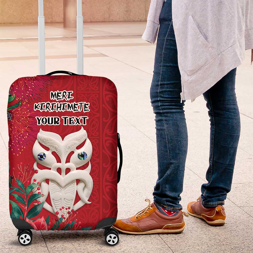 Maori Wheku Meri Kirihimete Personalised Luggage Cover All Red Indigenous Maori Motif LT9 Red - Polynesian Pride