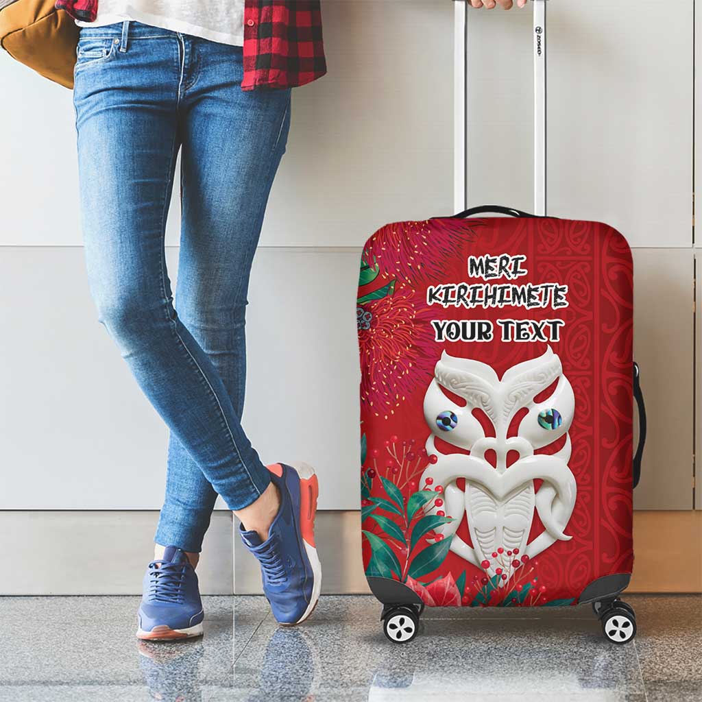 Maori Wheku Meri Kirihimete Personalised Luggage Cover All Red Indigenous Maori Motif LT9 - Polynesian Pride