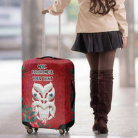 Maori Wheku Meri Kirihimete Personalised Luggage Cover All Red Indigenous Maori Motif LT9 - Polynesian Pride