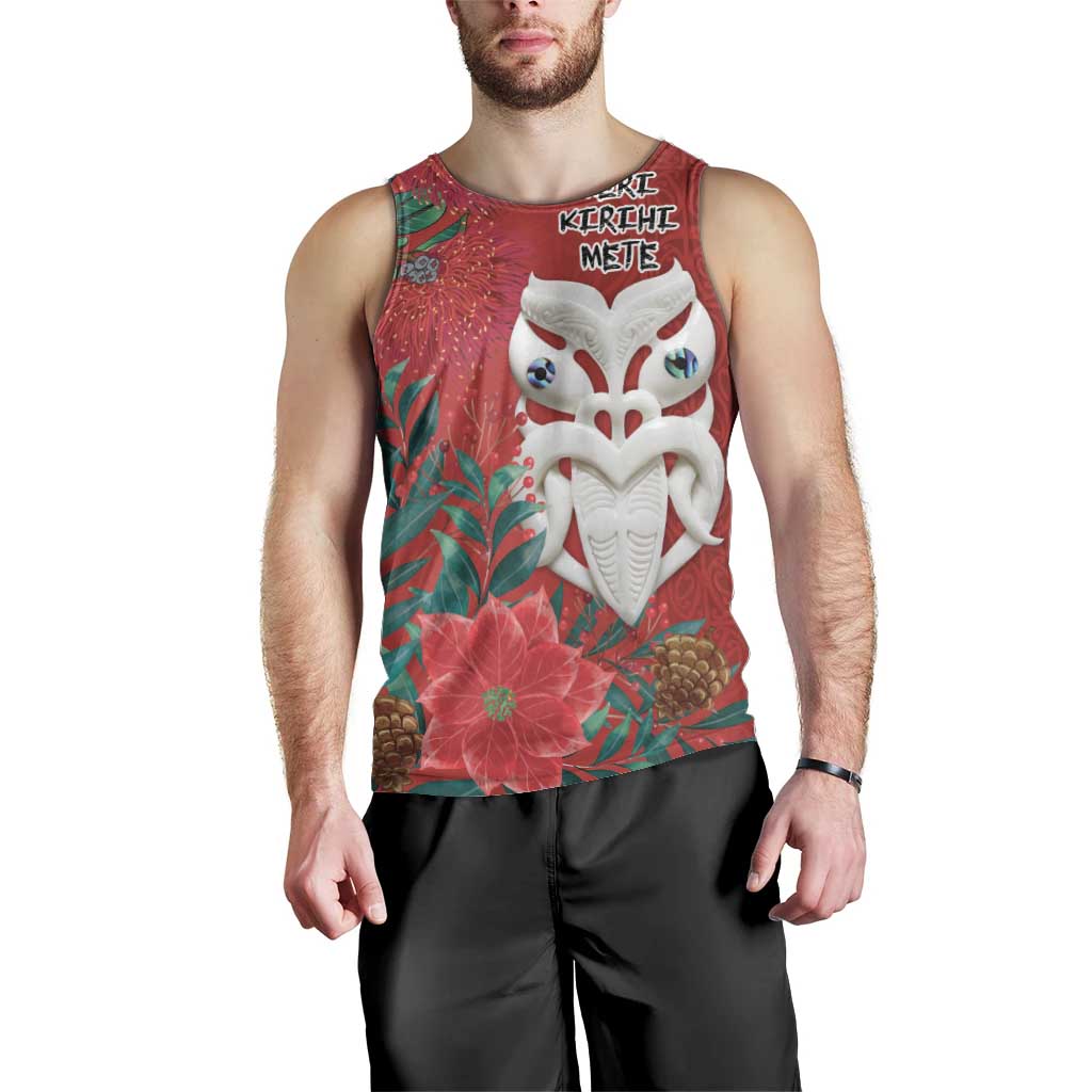 Maori Wheku Meri Kirihimete Personalised Men Tank Top All Red Indigenous Maori Motif LT9 - Polynesian Pride