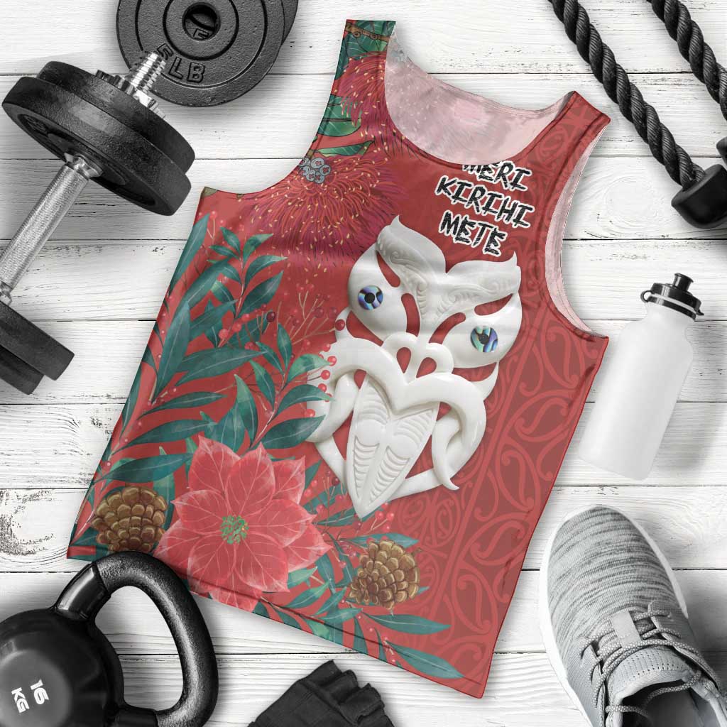 Maori Wheku Meri Kirihimete Personalised Men Tank Top All Red Indigenous Maori Motif LT9 - Polynesian Pride