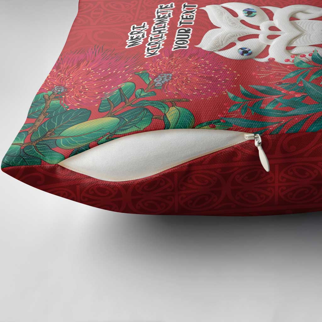 Maori Wheku Meri Kirihimete Personalised Pillow Cover All Red Indigenous Maori Motif - Polynesian Pride