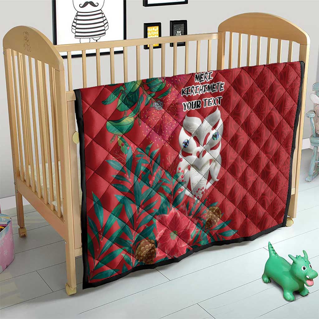 Maori Wheku Meri Kirihimete Personalised Quilt All Red Indigenous Maori Motif - Polynesian Pride
