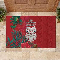 Maori Wheku Meri Kirihimete Personalised Rubber Doormat All Red Indigenous Maori Motif LT9 Red - Polynesian Pride