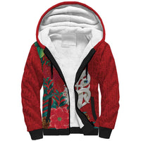 Maori Wheku Meri Kirihimete Personalised Sherpa Hoodie All Red Indigenous Maori Motif LT9 Unisex Red - Polynesian Pride