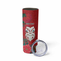 Maori Wheku Meri Kirihimete Personalised Skinny Tumbler All Red Indigenous Maori Motif LT9 - Polynesian Pride