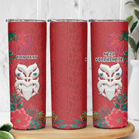 Maori Wheku Meri Kirihimete Personalised Skinny Tumbler All Red Indigenous Maori Motif LT9 - Polynesian Pride