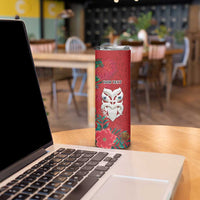 Maori Wheku Meri Kirihimete Personalised Skinny Tumbler All Red Indigenous Maori Motif LT9 - Polynesian Pride