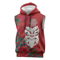 Maori Wheku Meri Kirihimete Personalised Sleeveless Hoodie All Red Indigenous Maori Motif LT9 Red - Polynesian Pride
