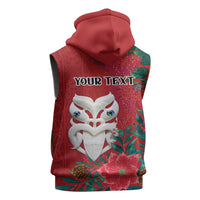 Maori Wheku Meri Kirihimete Personalised Sleeveless Hoodie All Red Indigenous Maori Motif LT9 - Polynesian Pride