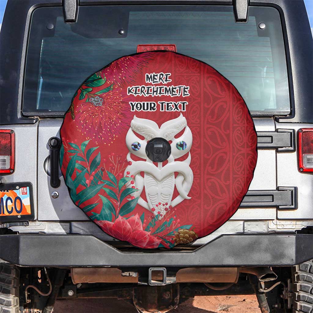 Maori Wheku Meri Kirihimete Personalised Spare Tire Cover All Red Indigenous Maori Motif LT9 Red - Polynesian Pride