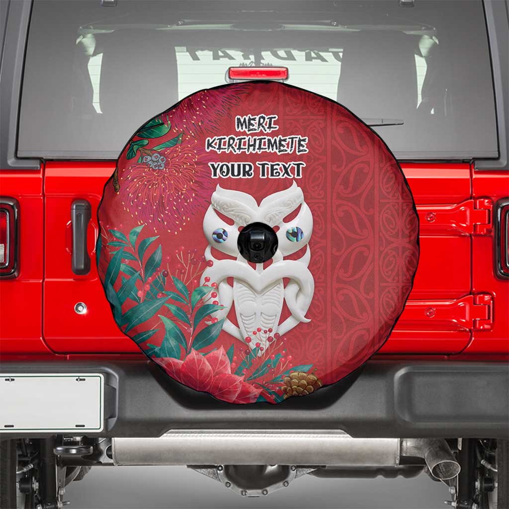 Maori Wheku Meri Kirihimete Personalised Spare Tire Cover All Red Indigenous Maori Motif LT9 - Polynesian Pride