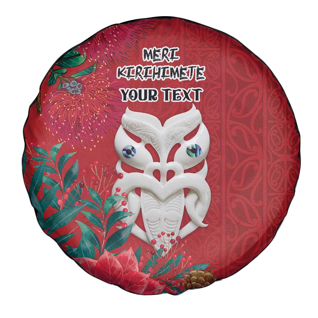 Maori Wheku Meri Kirihimete Personalised Spare Tire Cover All Red Indigenous Maori Motif LT9 - Polynesian Pride